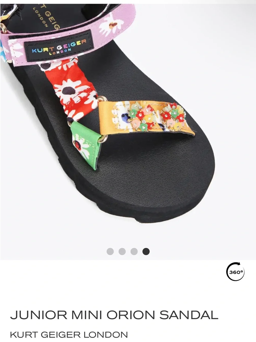 Kurt Geiger Orion Sz 2 Floral Strap Kids Sandals Black, Pink, Red Yellow Green